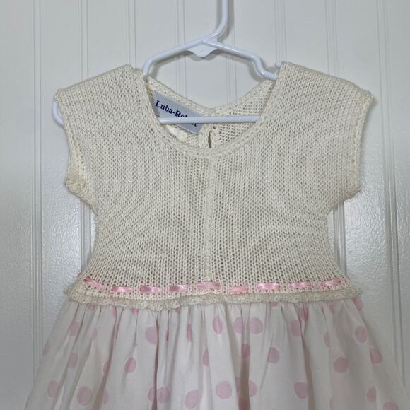 VTG Luba Robert Baby Girls Dress Size 24 mos Easter Party Church Pink Dots - Picture 2 of 9